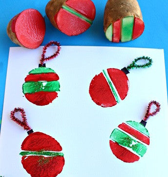 How To Make A Christmas Bauble Picture With Potato Stamps
