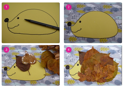 How to make a hedgehog out of leaves