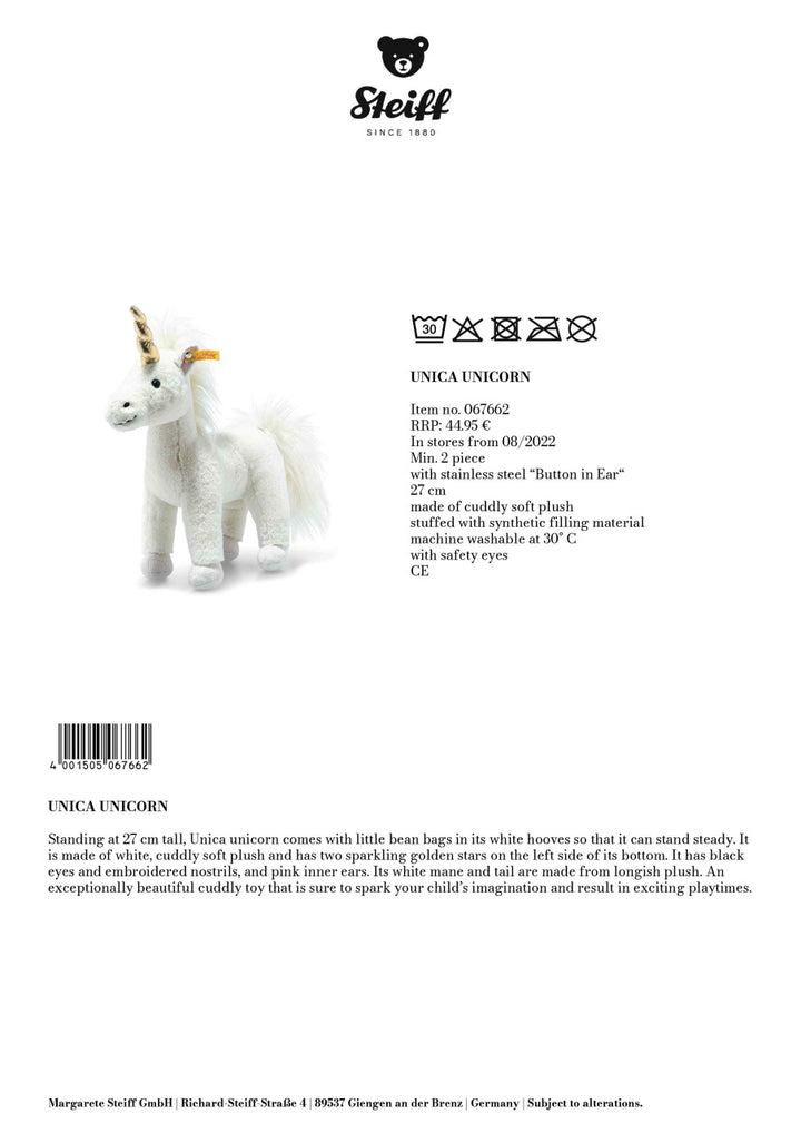 Steiff Unica - Unicorn (27cm)