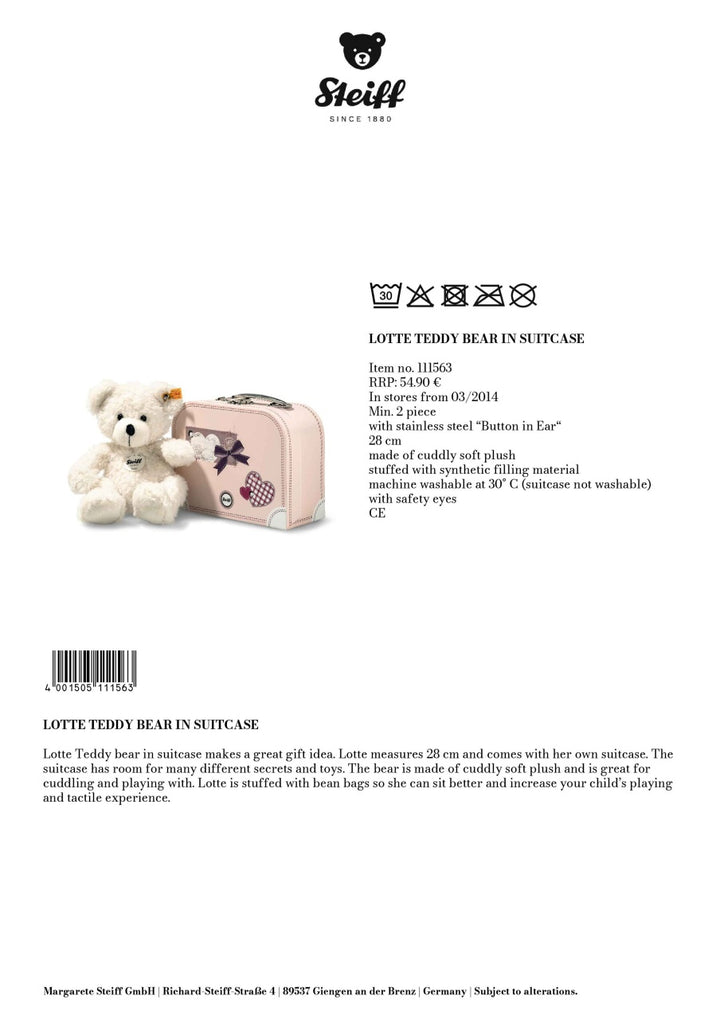 Steiff Friends - Lotte Teddy Bear in a Suitcase (28cm)