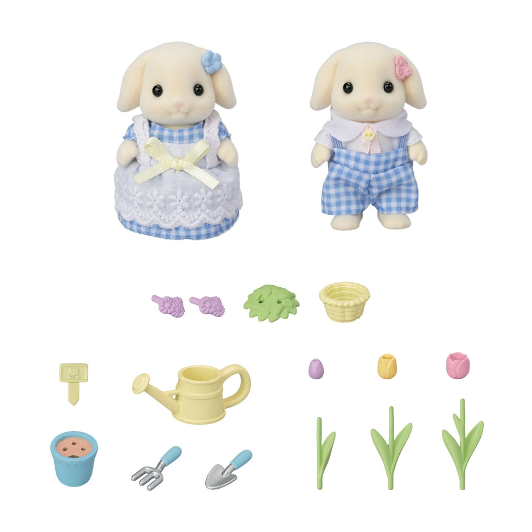 Sylvanian Families - Blossom Garden Set - Flora Rabbit Brother &amp;  Sister