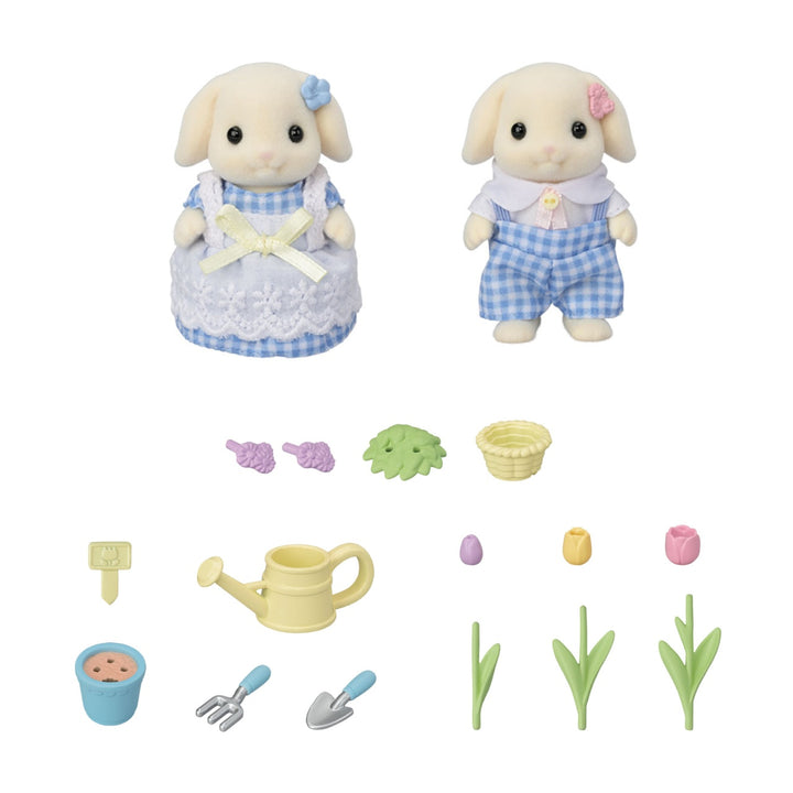 Sylvanian Families - Blossom Garden Set - Flora Rabbit Brother &amp;  Sister