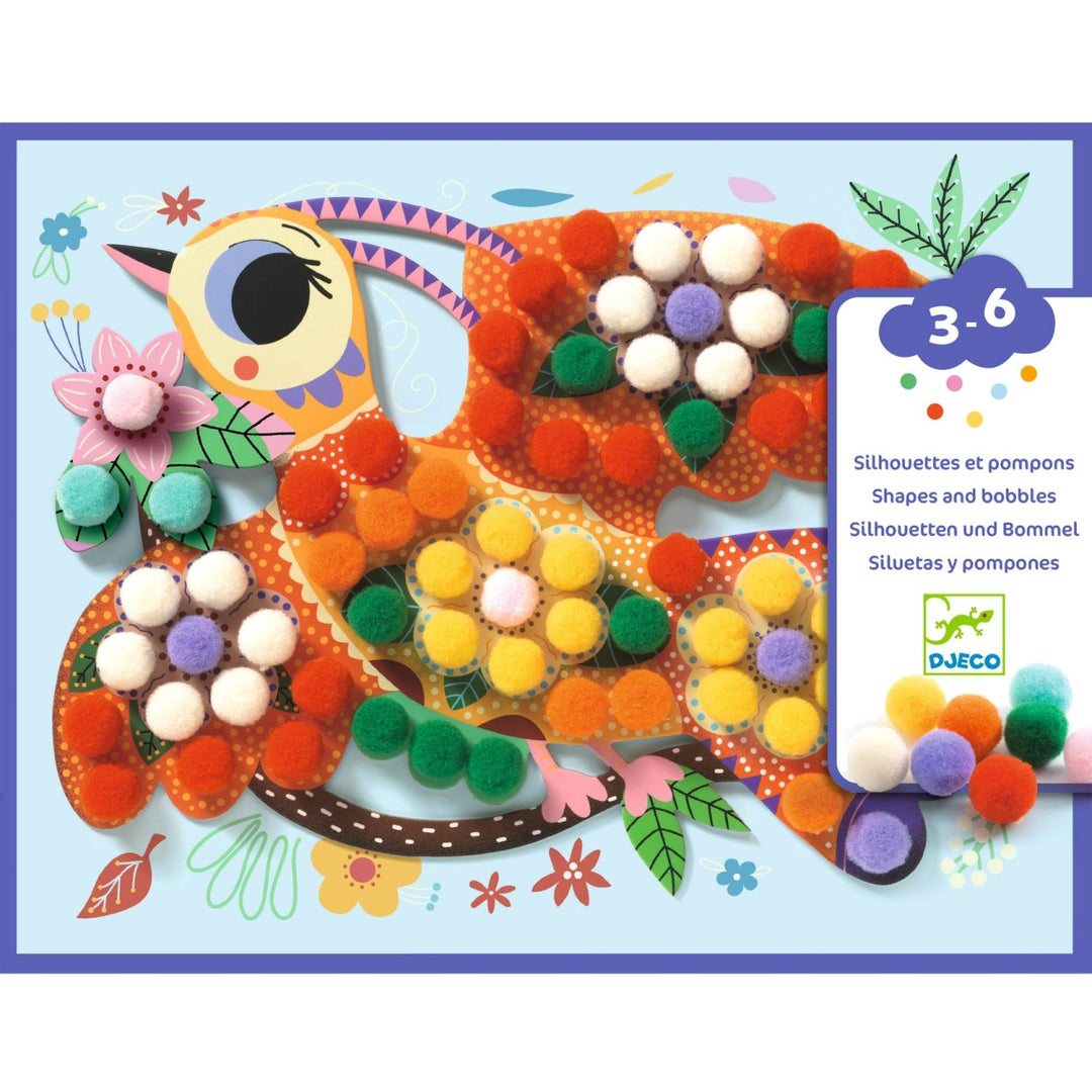 Djeco Pompom Collage Set - Shapes and Bobbles Assorted