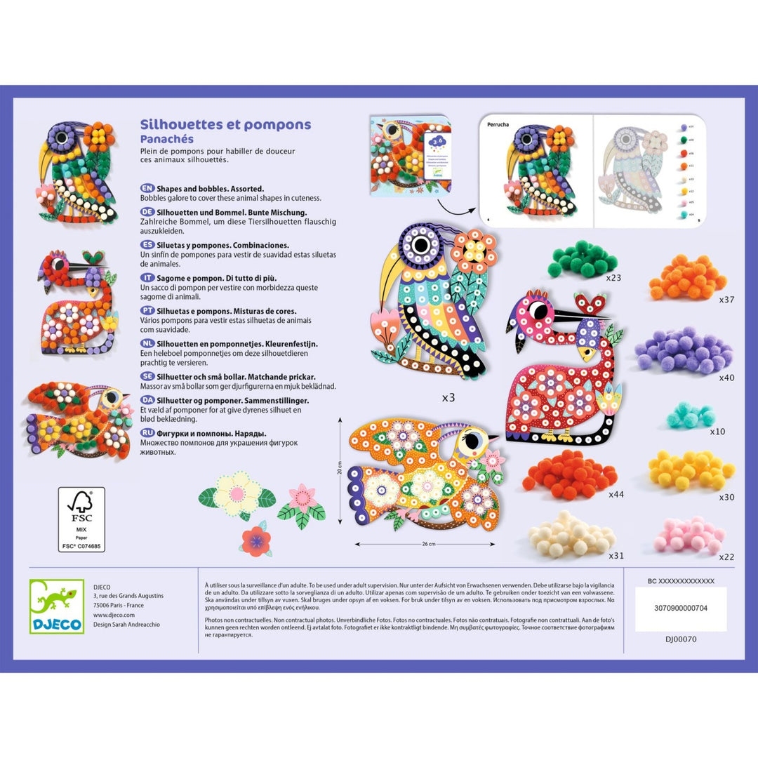 Djeco Pompom Collage Set - Shapes and Bobbles Assorted