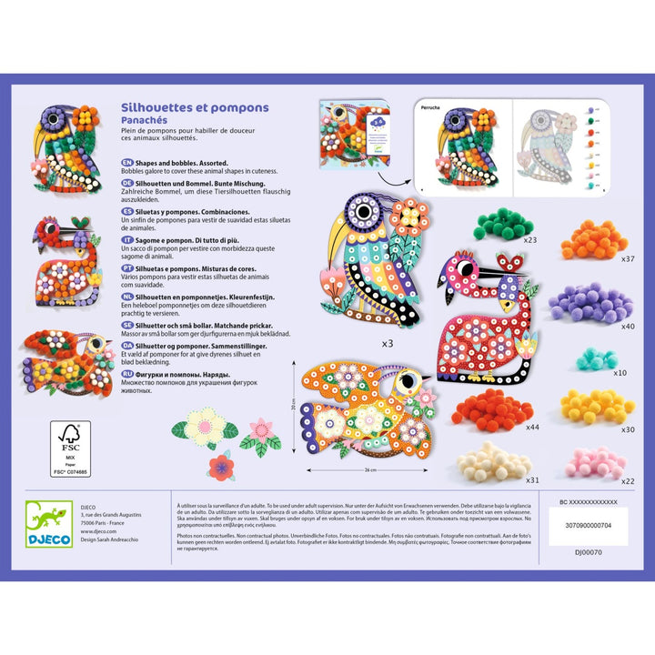 Djeco Pompom Collage Set - Shapes and Bobbles Assorted