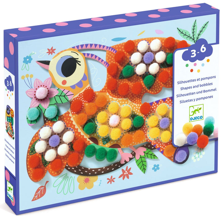 Djeco Pompom Collage Set - Shapes and Bobbles Assorted