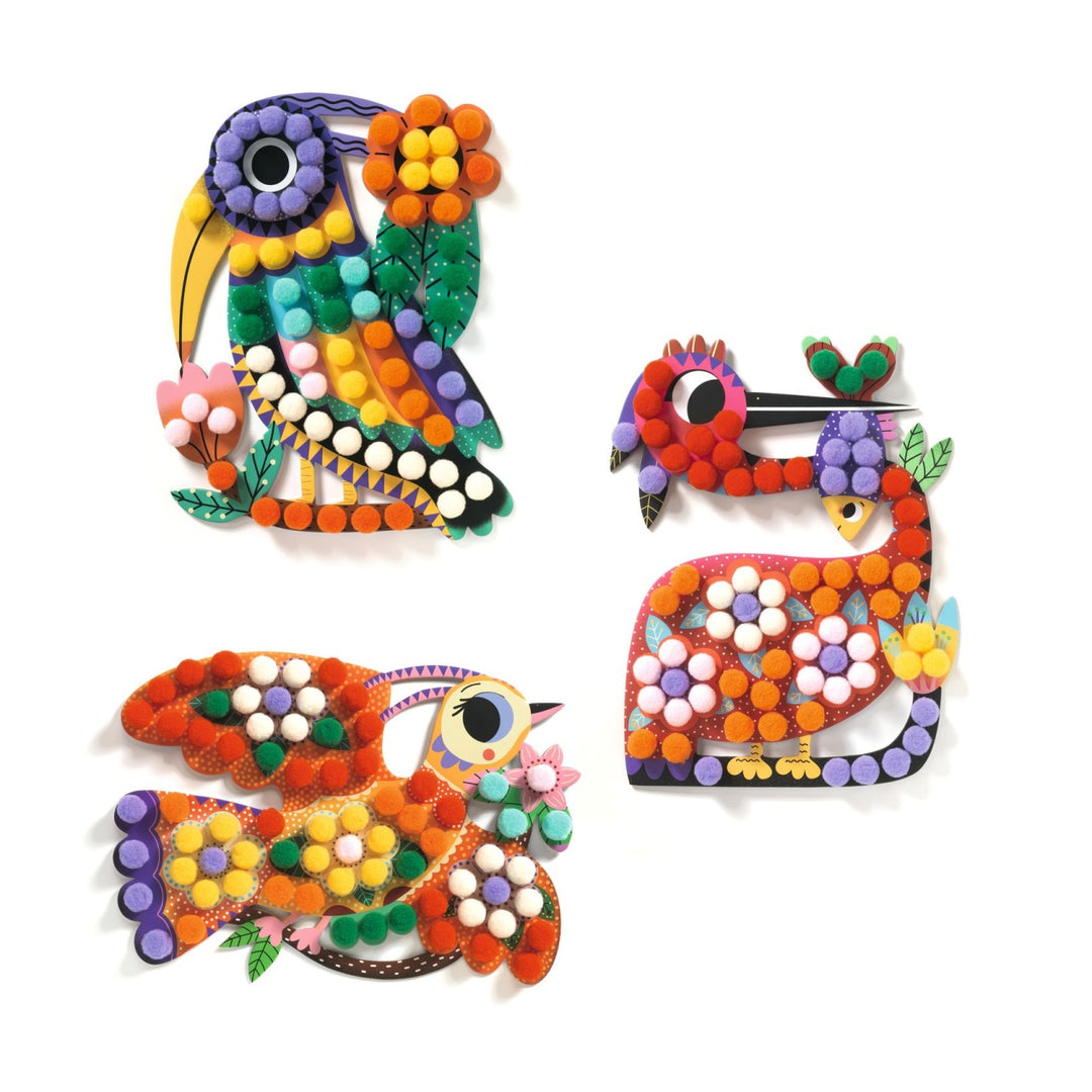 Djeco Pompom Collage Set - Shapes and Bobbles Assorted