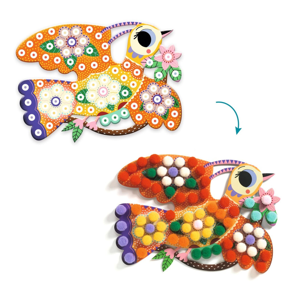 Djeco Pompom Collage Set - Shapes and Bobbles Assorted