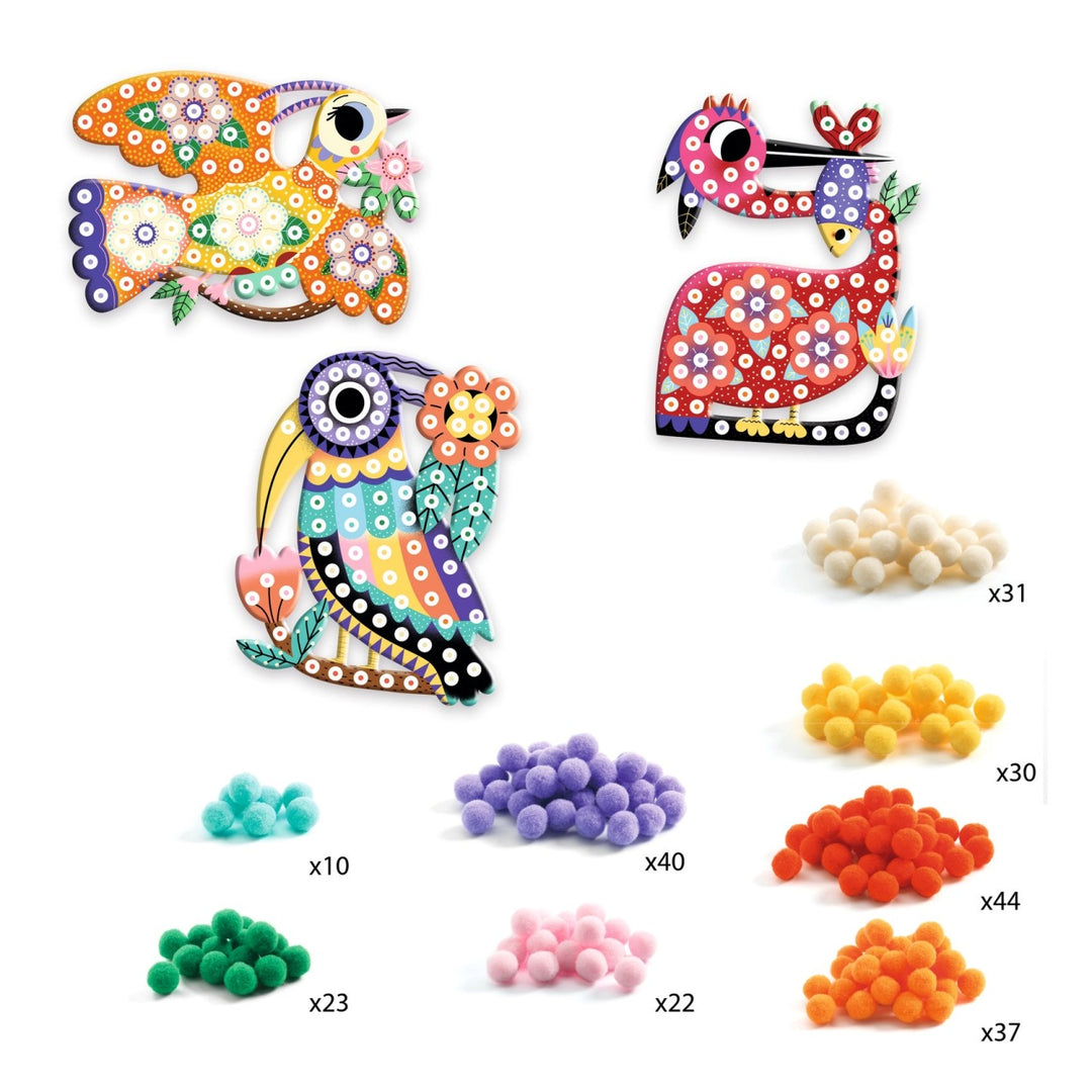 Djeco Pompom Collage Set - Shapes and Bobbles Assorted