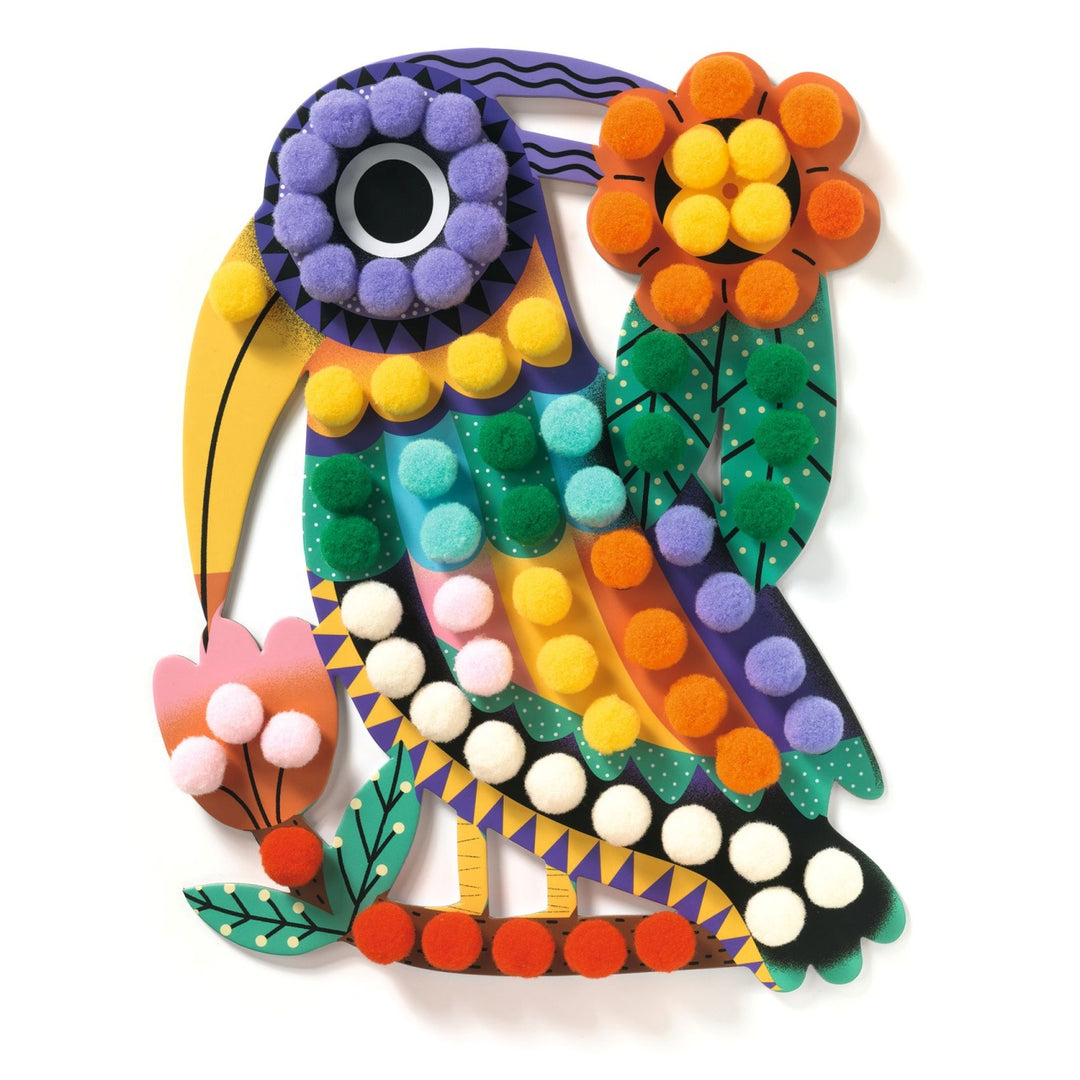 Djeco Pompom Collage Set - Shapes and Bobbles Assorted