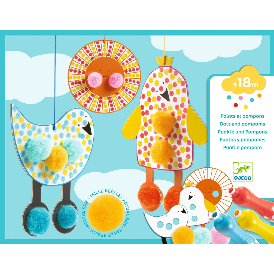 Djeco Colouring for Little Ones - Dots and Pompoms - In the Sky