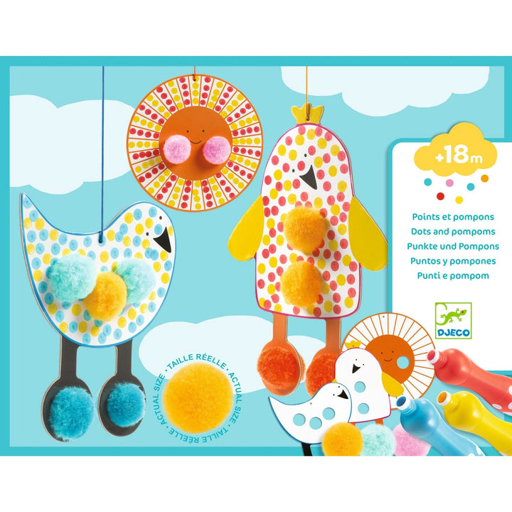 Djeco Colouring for Little Ones - Dots and Pompoms - In the Sky