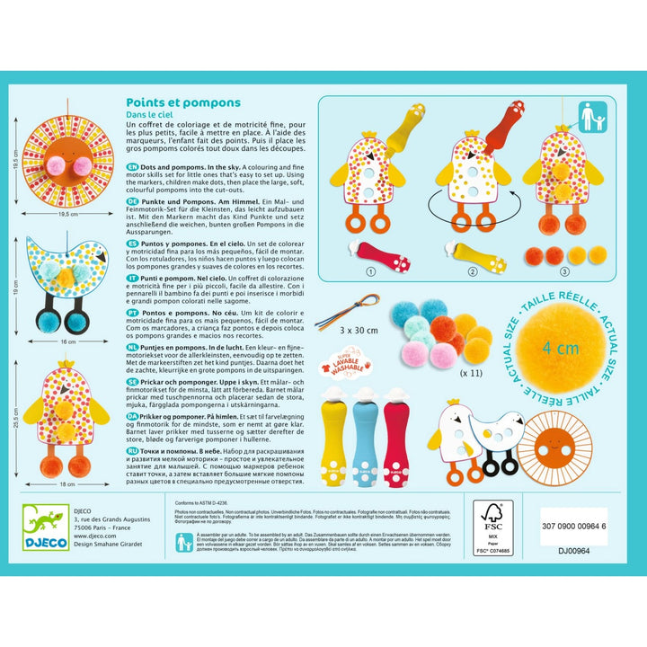 Djeco Colouring for Little Ones - Dots and Pompoms - In the Sky