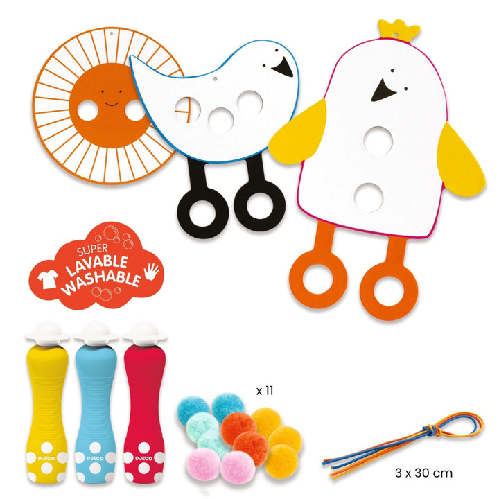Djeco Colouring for Little Ones - Dots and Pompoms - In the Sky