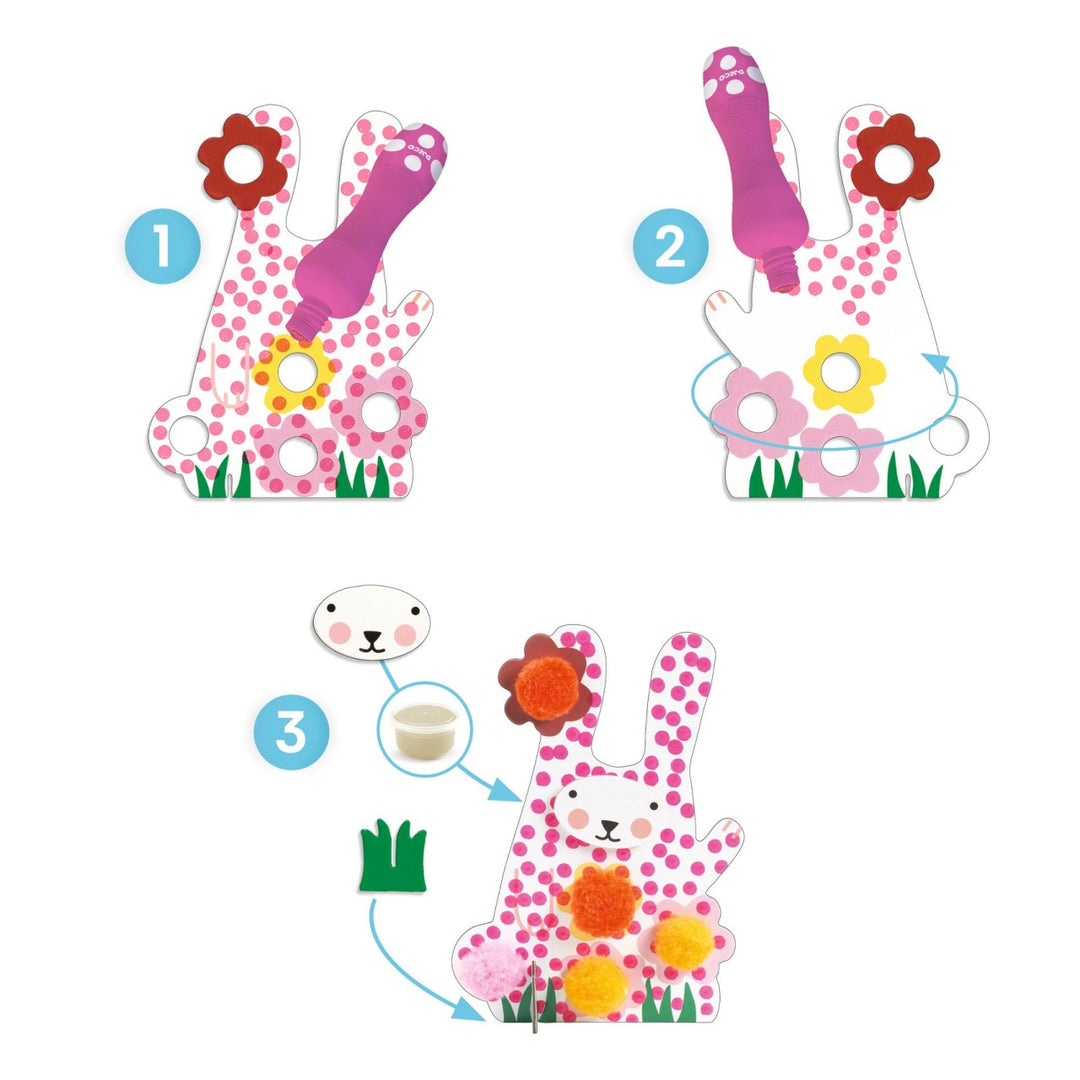 Djeco Colouring for Little Ones - Dots and Pompoms - In the Grass