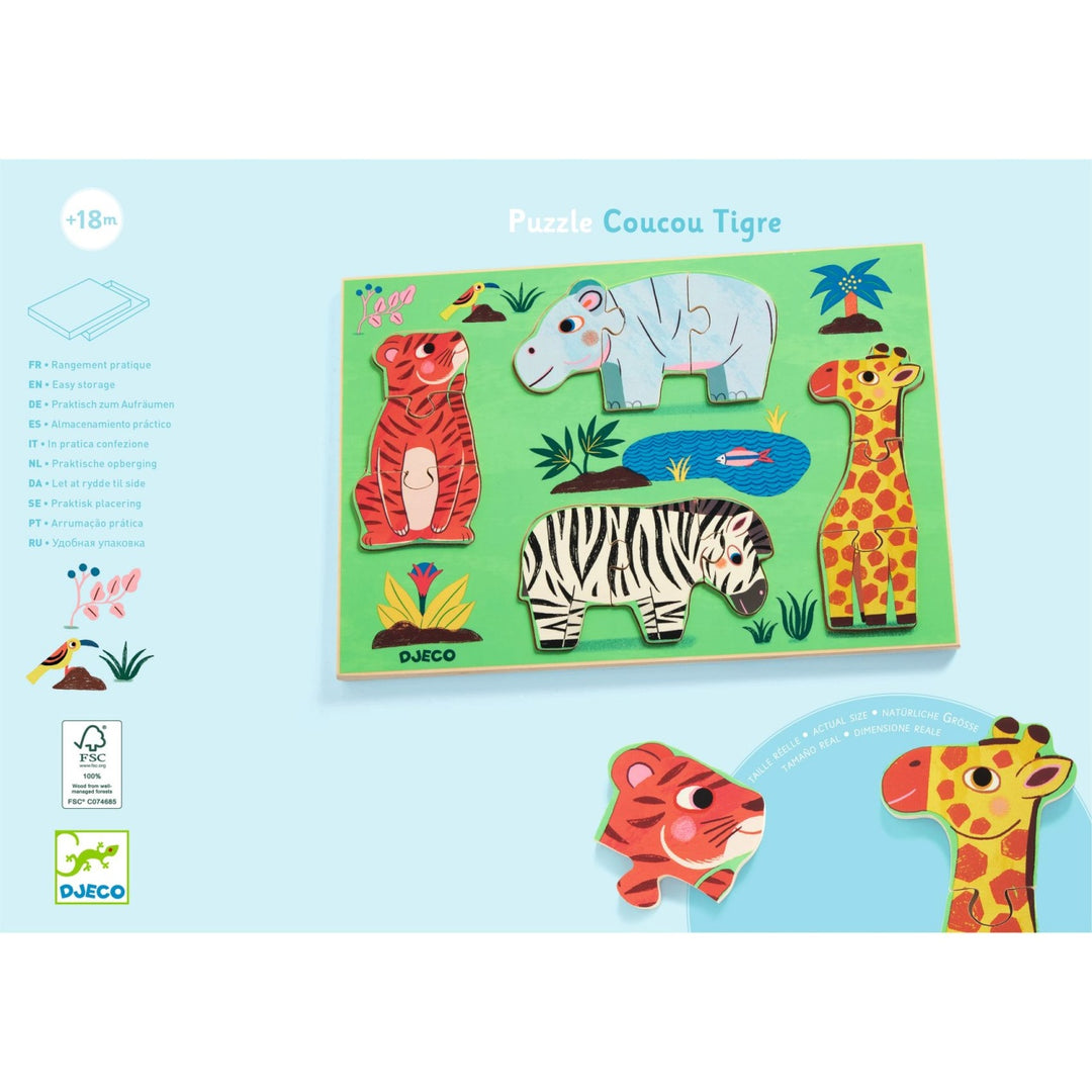 Djeco Wooden Puzzle - Cou Cou Tiger