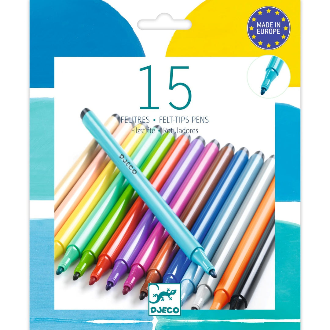 Djeco Pacific 15 Felt Tips with fine tips