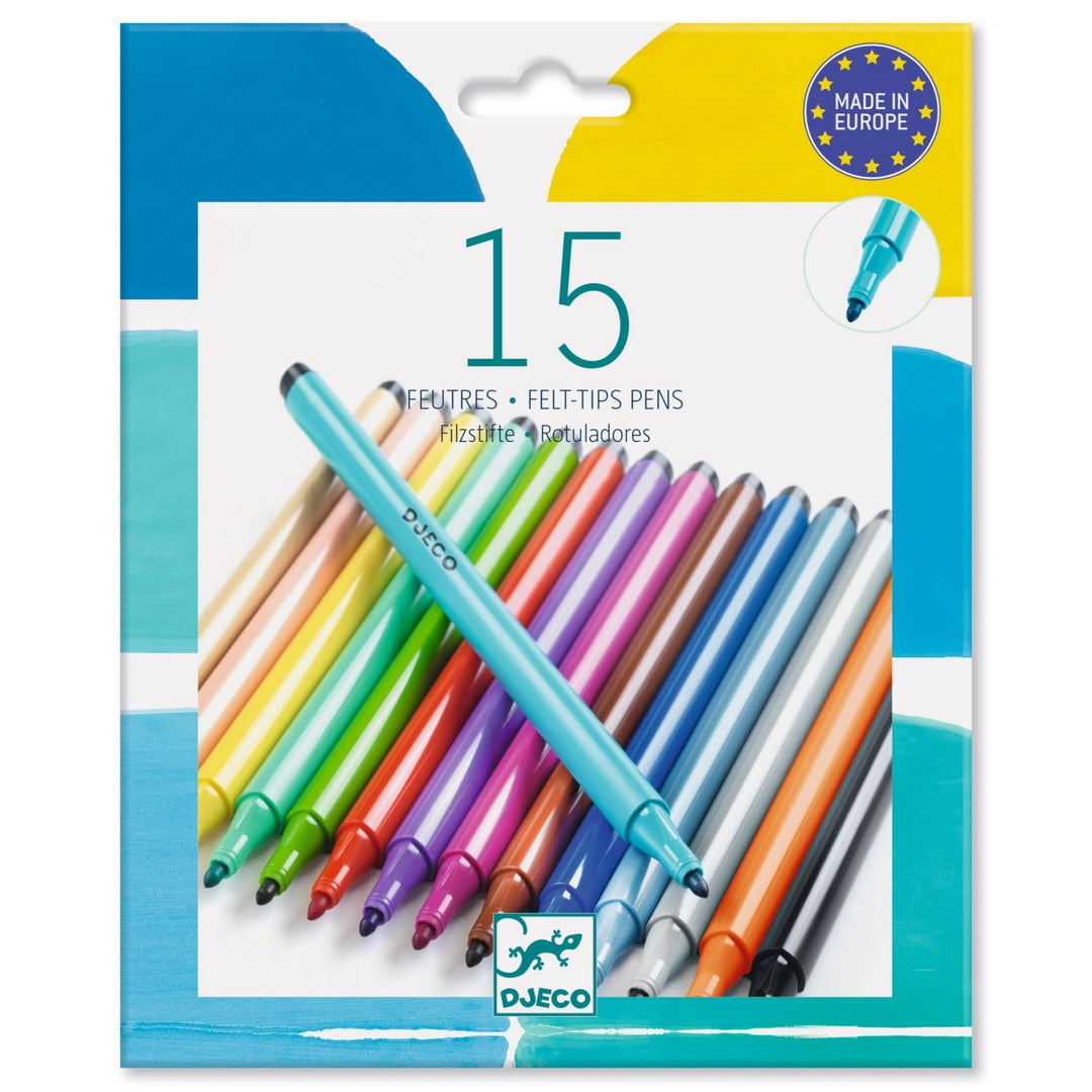 Djeco Pacific 15 Felt Tips with fine tips