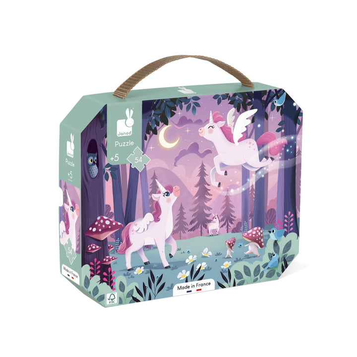 Janod Puzzle Suitcase - Unicorns (54 pieces)
