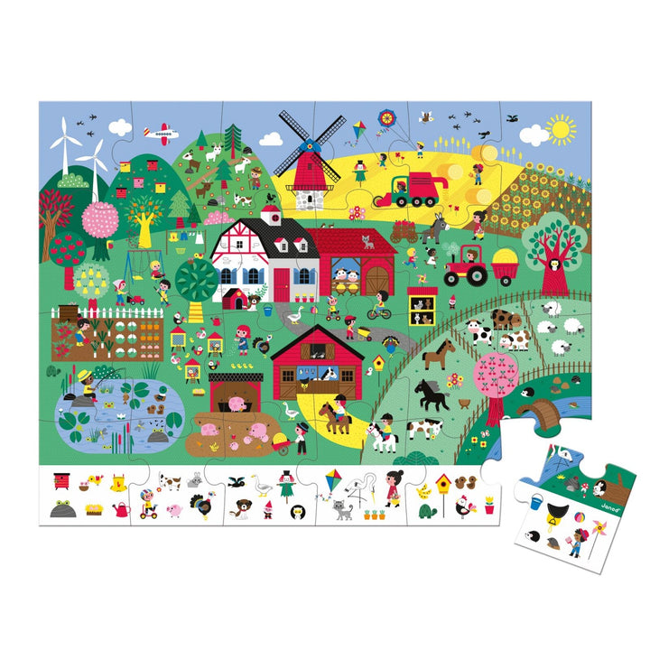 Janod Puzzle Suitcase -Observation Puzzle - The Farm (24 pieces)