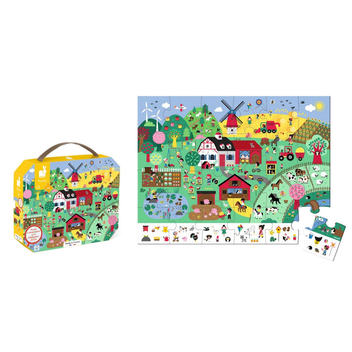 Janod Puzzle Suitcase -Observation Puzzle - The Farm (24 pieces)
