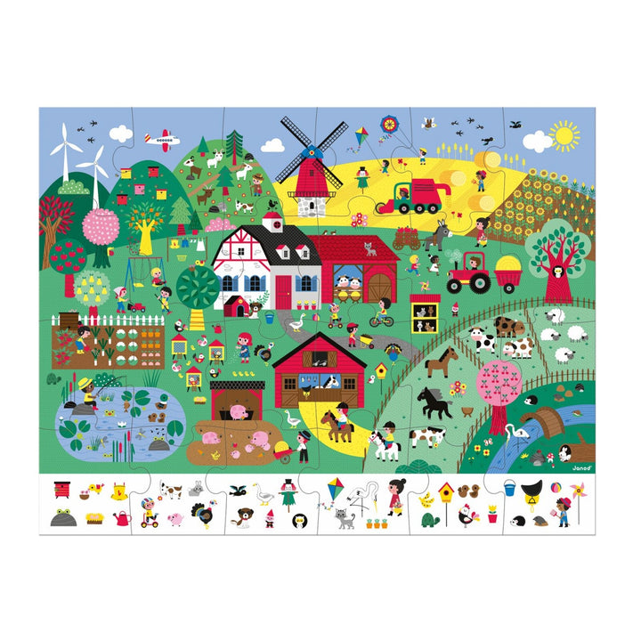 Janod Puzzle Suitcase -Observation Puzzle - The Farm (24 pieces)