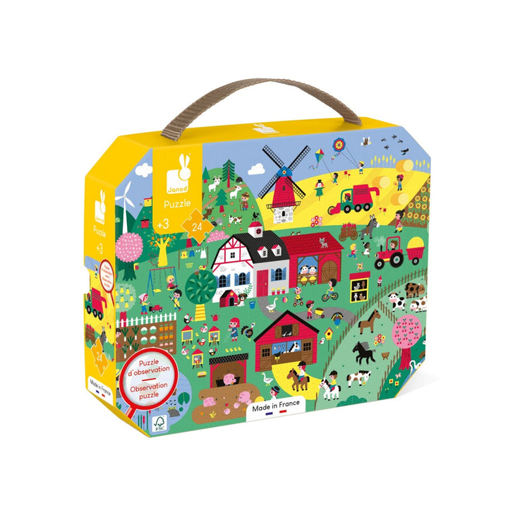 Janod Puzzle Suitcase -Observation Puzzle - The Farm (24 pieces)