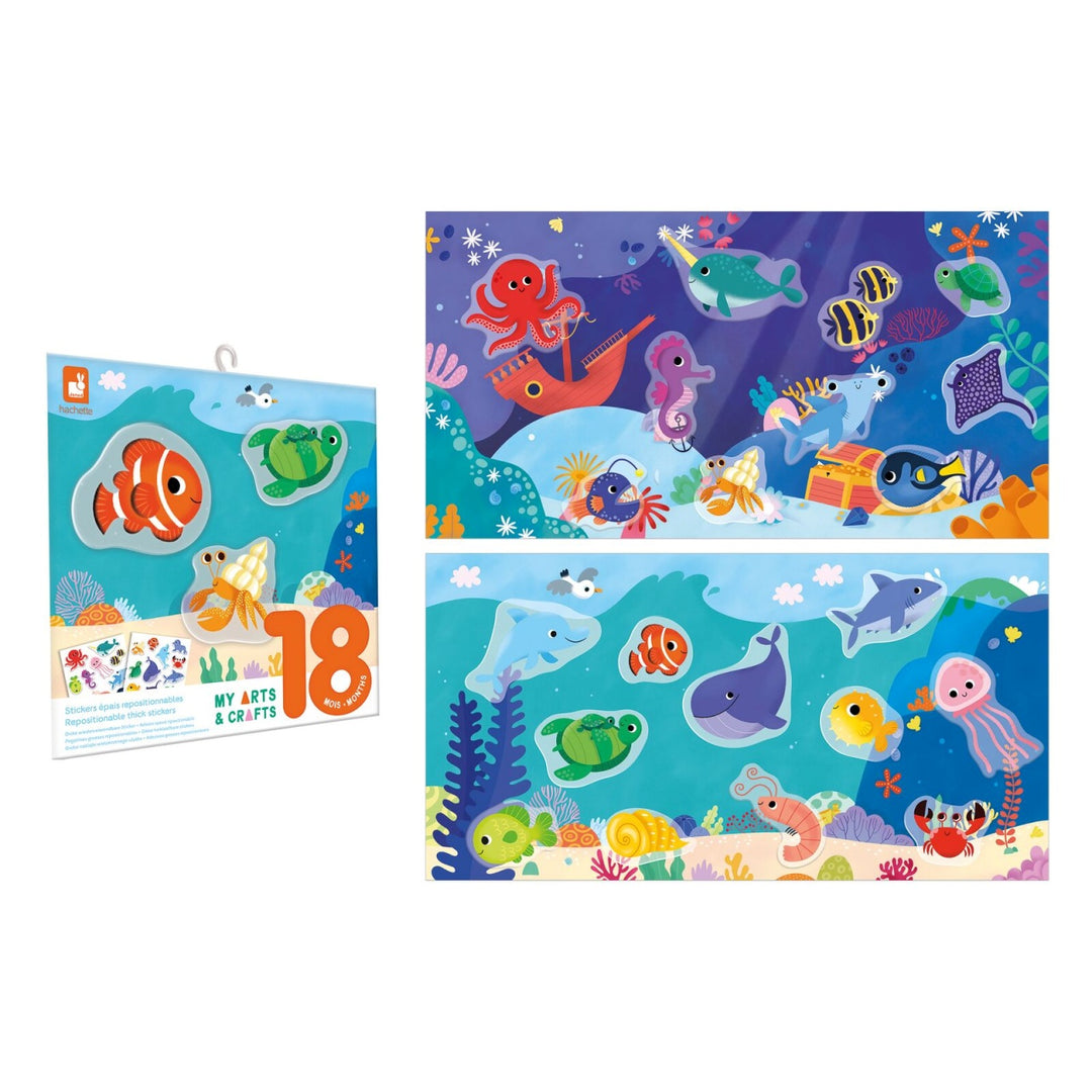 Janod Creative Set of Thick Repositionable Stickers - The Sea - 18 months