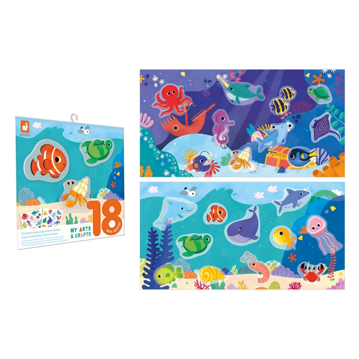 Janod Creative Set of Thick Repositionable Stickers - The Sea - 18 months