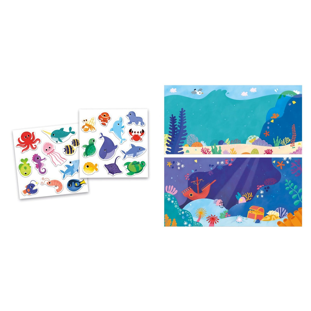 Janod Creative Set of Thick Repositionable Stickers - The Sea - 18 months