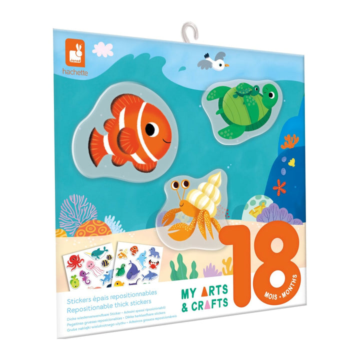 Janod Creative Set of Thick Repositionable Stickers - The Sea - 18 months