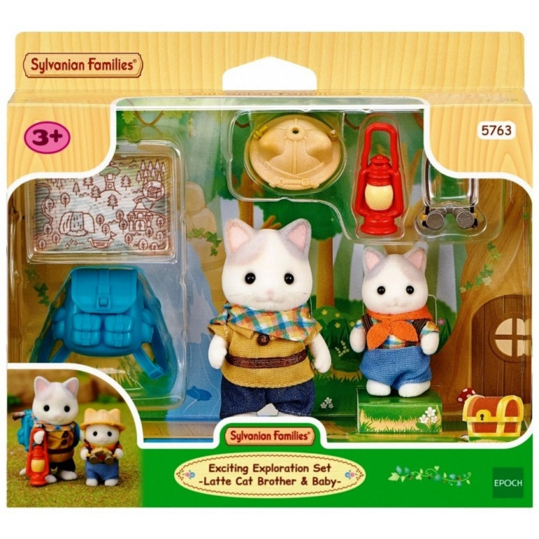 Sylvanian Families Exciting Exploration Set with Latte Cat Brother &amp; Baby
