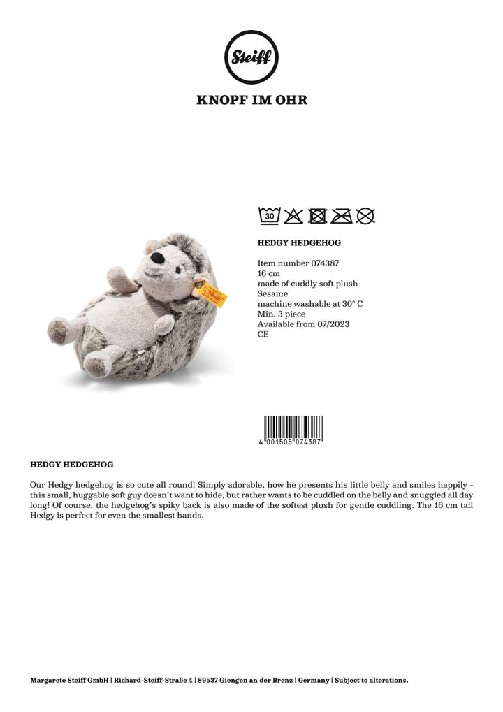 Steiff Hedgehog - Hedgy (16cm)