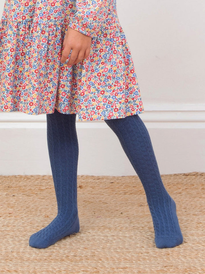 Kite Cable Knit Tights - Navy