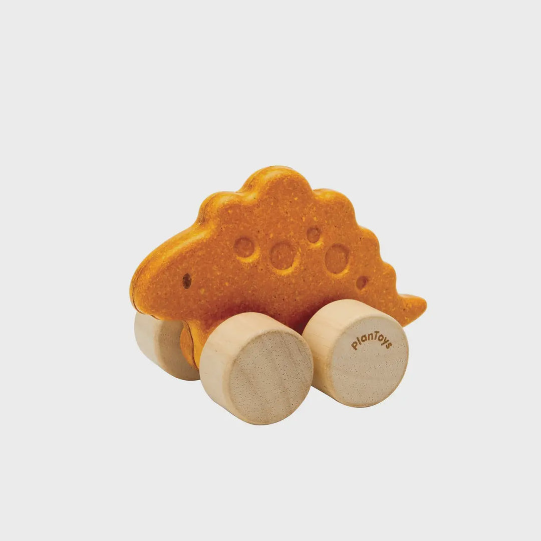 Plan Toys Stego Dino Car Push Along Wooden Toy