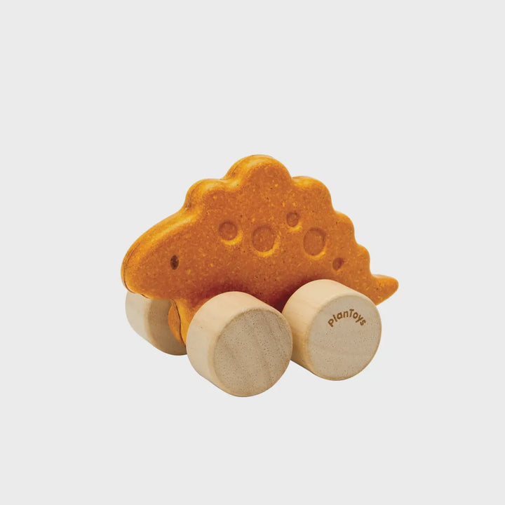 Plan Toys Stego Dino Car Push Along Wooden Toy
