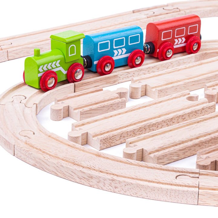Bigjigs Wooden Train Track Curves and Straights Expansion Pack