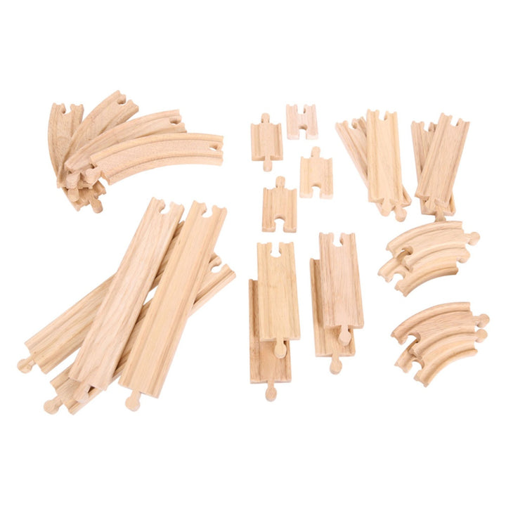 Bigjigs Wooden Train Track Curves and Straights Expansion Pack