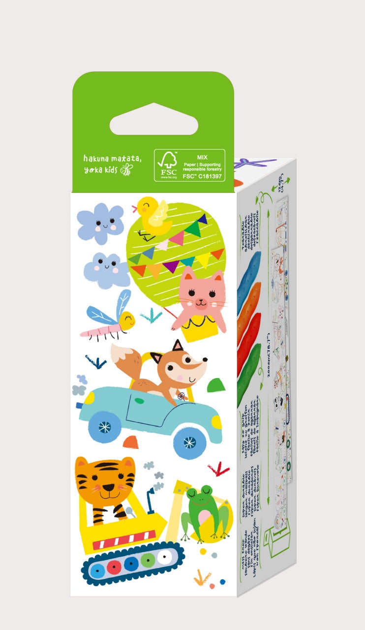 Haku Yoka Mini Colouring Roll Kit - Vehicles