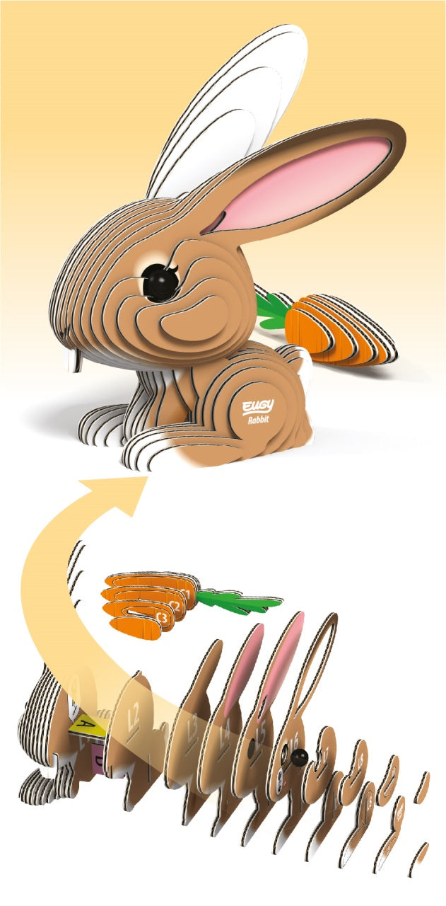 Eugy Rabbit 3D Cardboard Model Kit