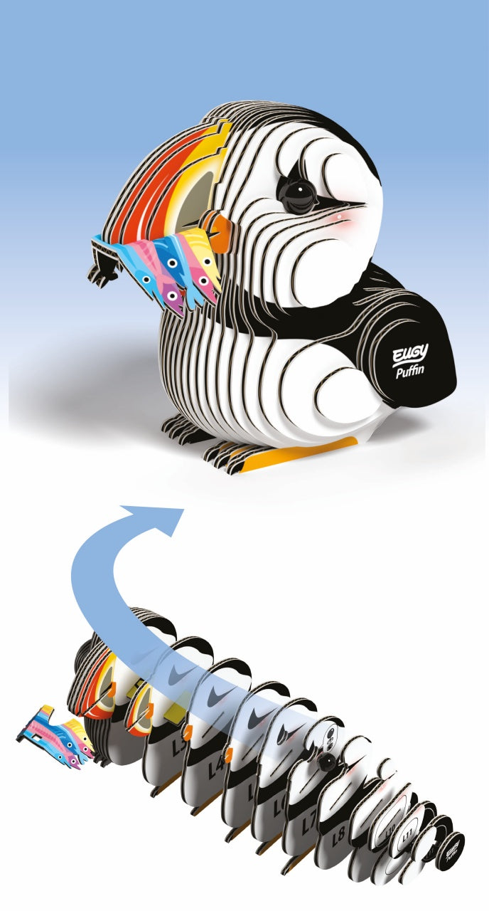 Eugy Puffin 3D Cardboard Model Kit