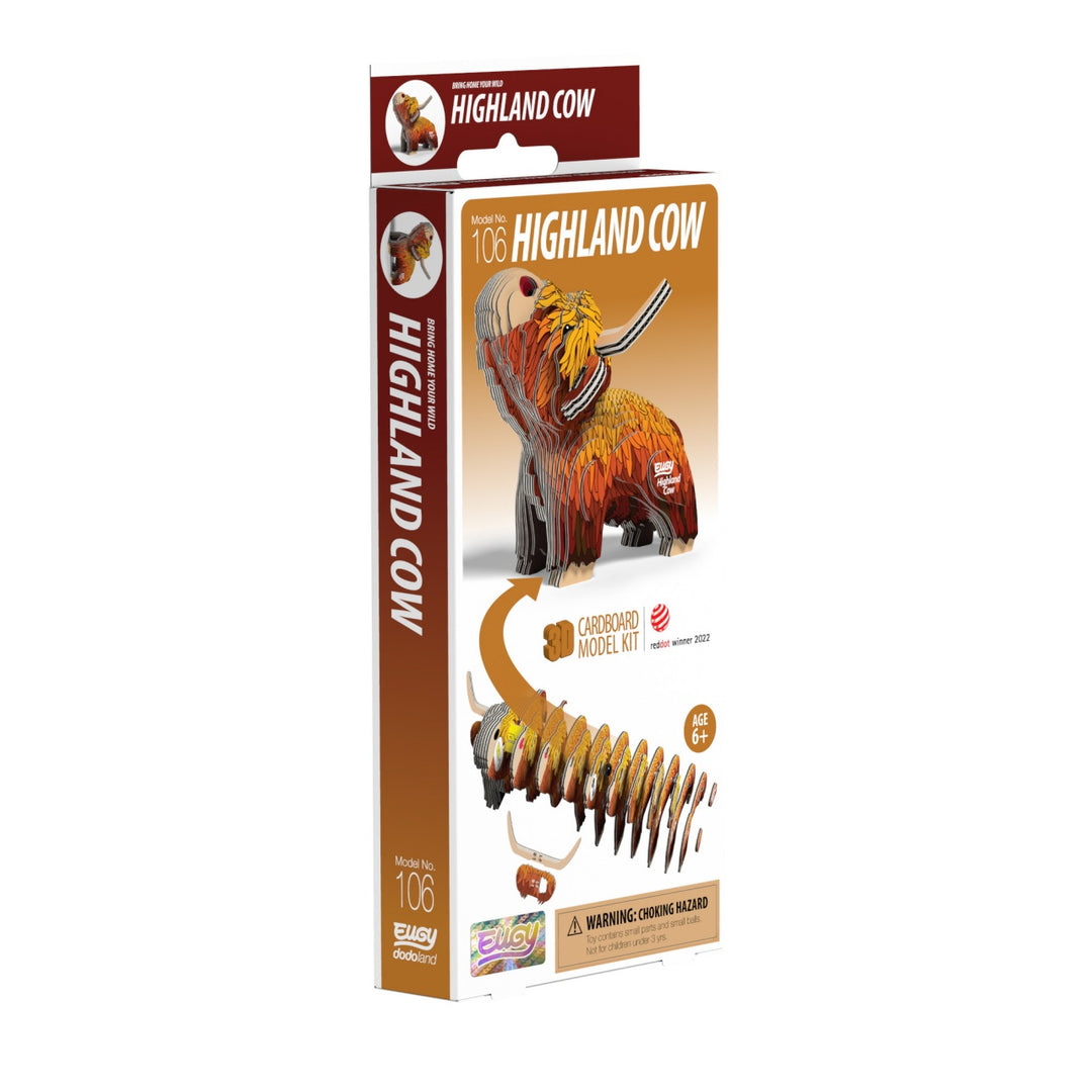 Eugy Highland Cow 3D Cardboard Model Kit