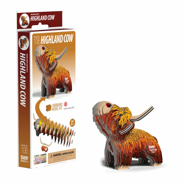 Eugy Highland Cow 3D Cardboard Model Kit