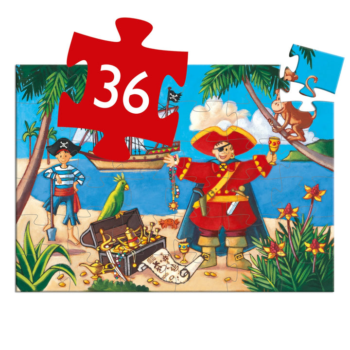 Djeco Silhouette Puzzle - The Pirate &amp; His Treasure (36 pieces)