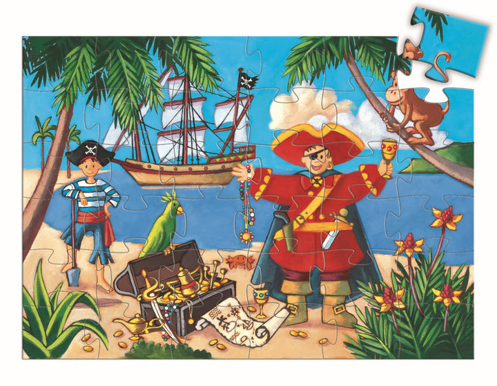 Djeco Silhouette Puzzle - The Pirate &amp; His Treasure (36 pieces)