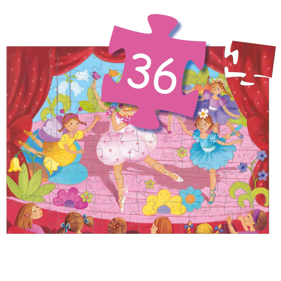 Djeco Silhouette Puzzle - Ballerina with the Flower (36 pieces)