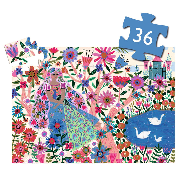 Djeco Silhouette Puzzle - The Princess and her Peacock (36 pieces)