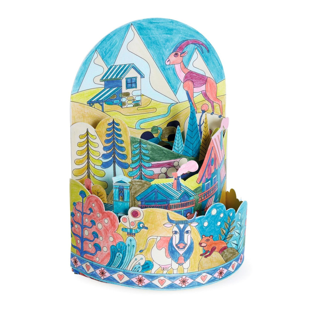 Djeco Diorama Colouring - On Top of the World