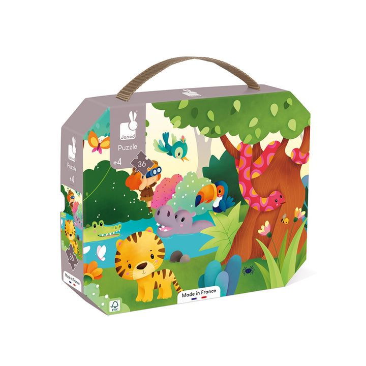 Janod Puzzle Suitcase - Wild Animals (36 pieces)