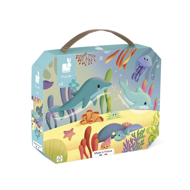 Janod Puzzle Suitcase - Sea Animals Frieze (36 pieces)